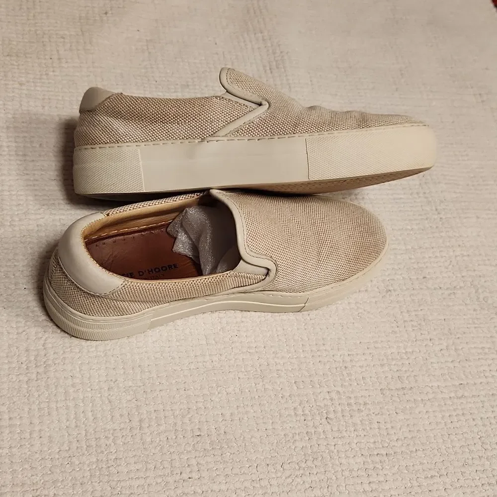 Sofie D'Hoore neutral canvas slip-on platform sneakers Sz 9